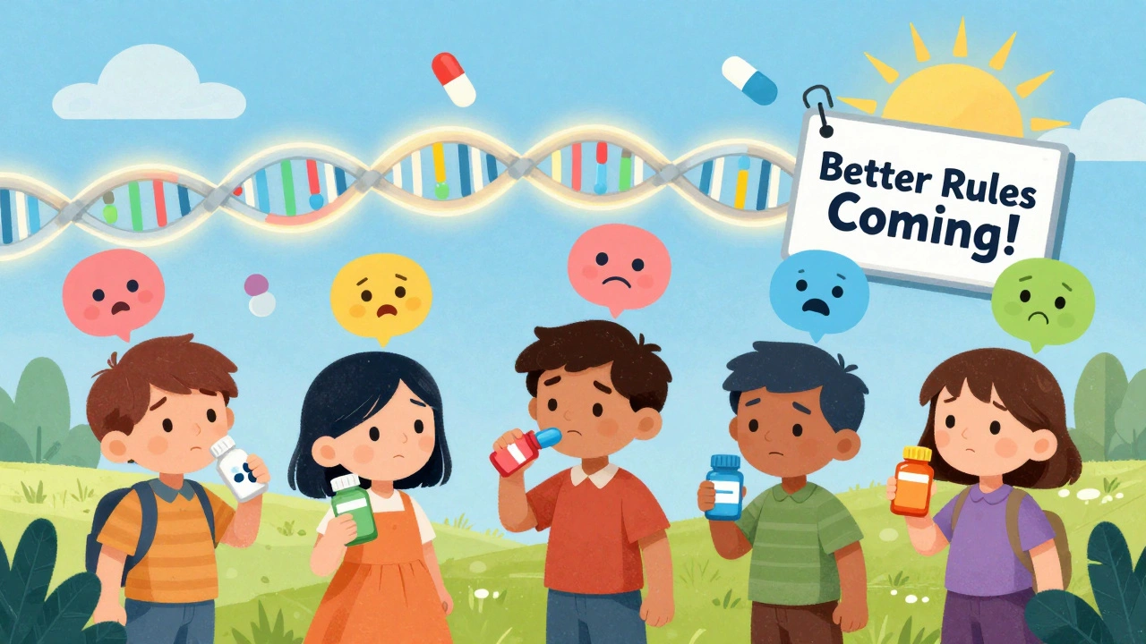 A group of people with emotion bubbles above their heads, connected by a glowing DNA strand.