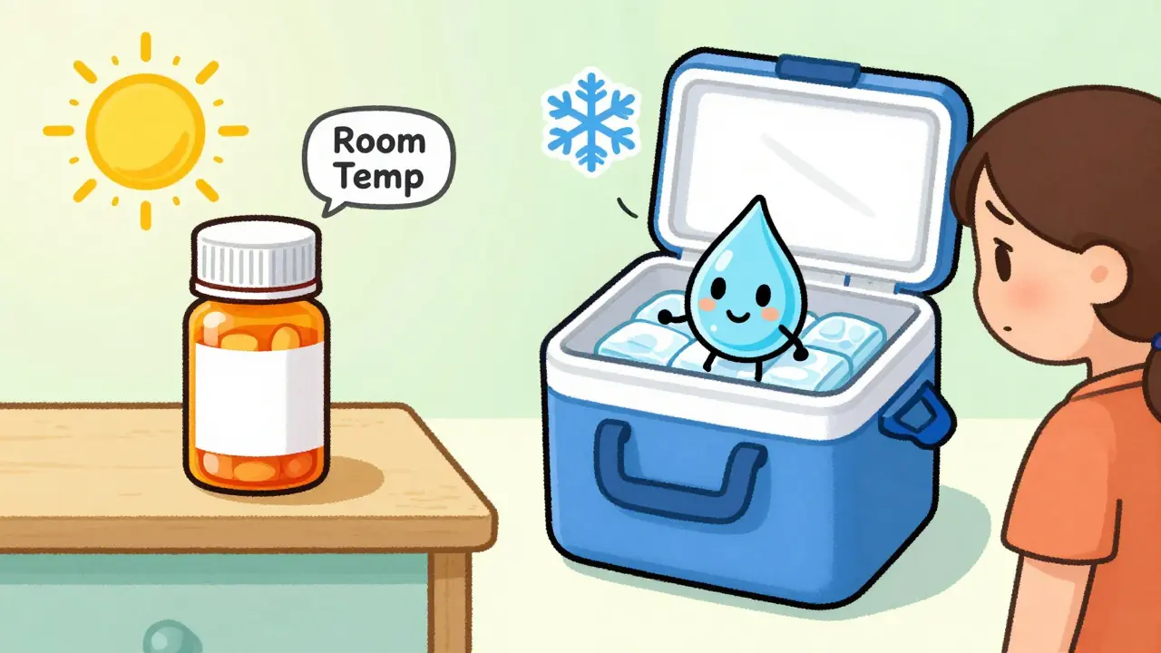 Illustration showing correct storage for regular and cold meds