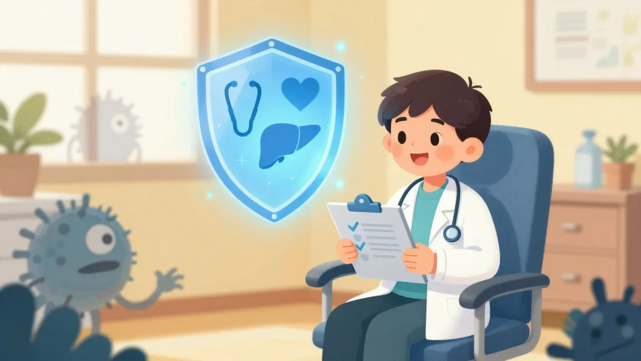 Patient protected by a magical medical shield from infections
