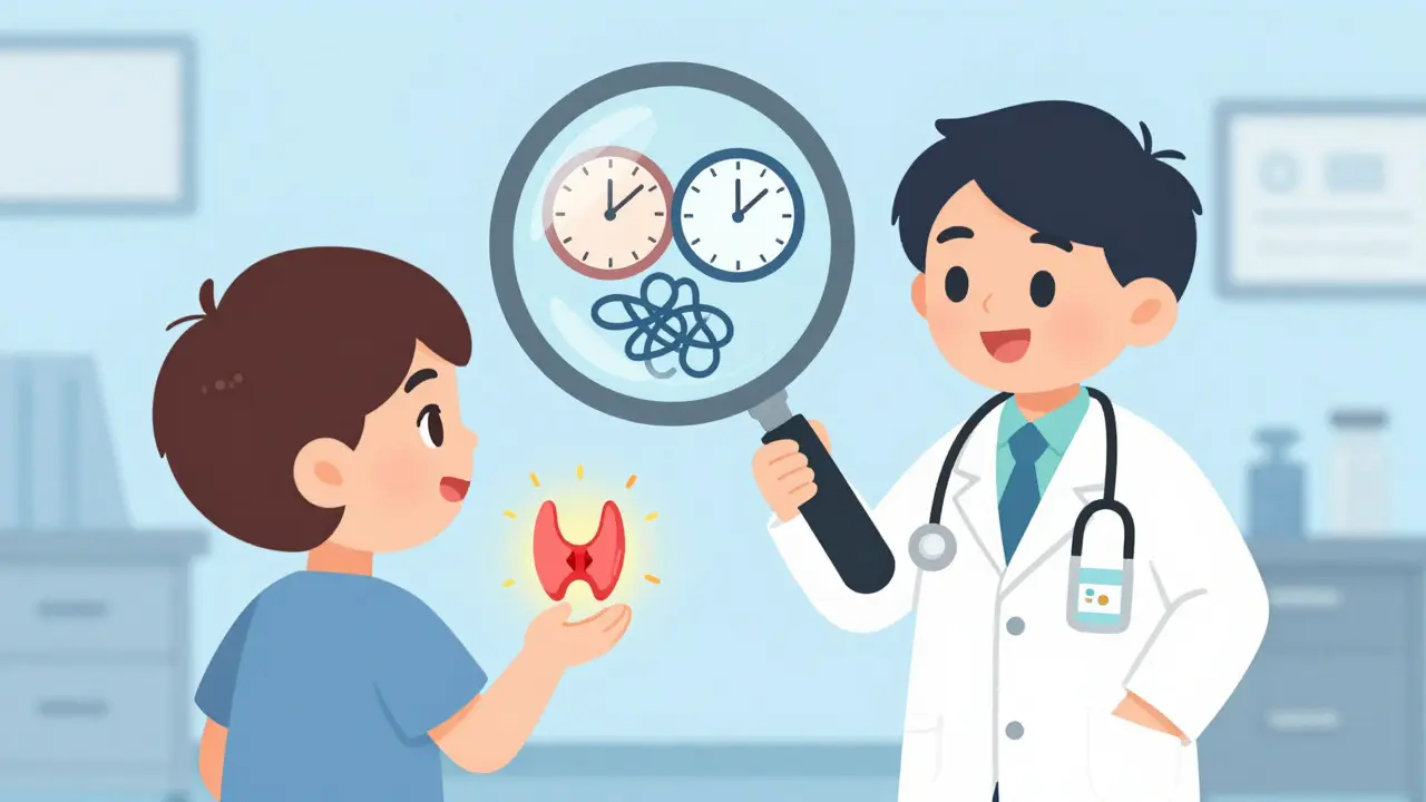 Doctor explaining thyroid and stimulant interactions to a patient